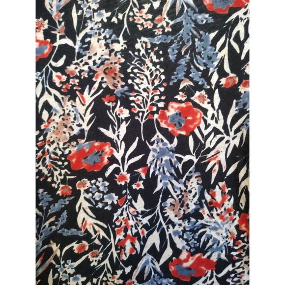 Lucky Brand Boho Floral V-Neck Peasant Top Size M Asymmetrical Hem - Picture 4 of 12